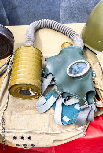 Vintage military gas mask of russian army