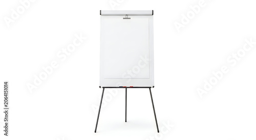 Modern flip chart easel with white board standing on black legs