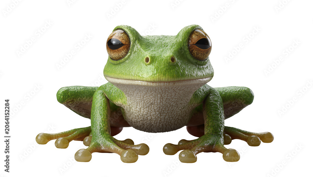 Fototapeta premium Green tree frog with large bulging eyes and textured skin