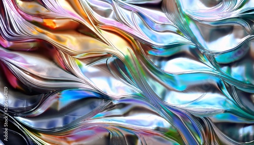 Silver Iridescent Hologram Rainbow Foil Texture Background