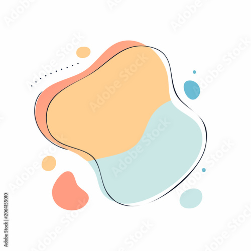Abstract Organic Shapes with Pastel Colors and Black Outline