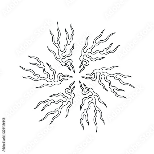 Fotografía Minimalist black outline flame cluster sunburst illustration