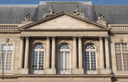 Classical/Neoclassical building façades, columns, pediments, Statues, Greco-Roman shapes and design, Ornaments... From this Architectural style inspired by Classical Antiquity. Mostly taken in Paris.