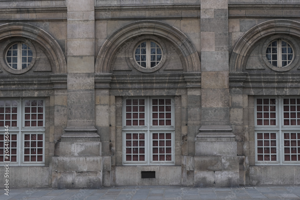 Obraz premium Classical/Neoclassical building façades, columns, pediments, Statues, Greco-Roman shapes and design, Ornaments... From this Architectural style inspired by Classical Antiquity. Mostly taken in Paris.