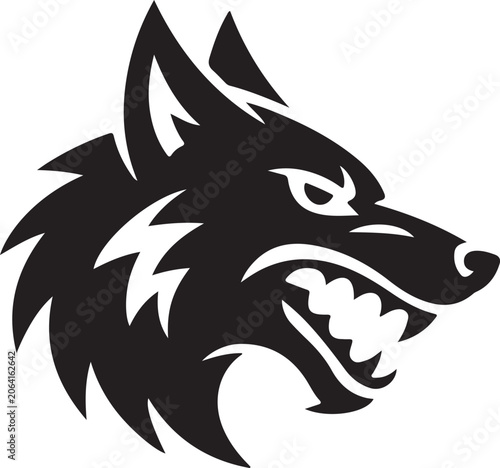Fierce Wolf Head Mascot Silhouette Vector Logo