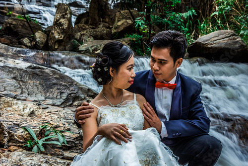 Portrait Wedding at Mae Ya waterfall Wedding in Asia