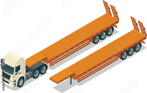 Slika na platnu Semi truck low bed gooseneck trailer