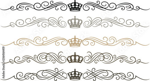 Foto Floral Ornament With Crowns Decorative Vector Illustration On White Background