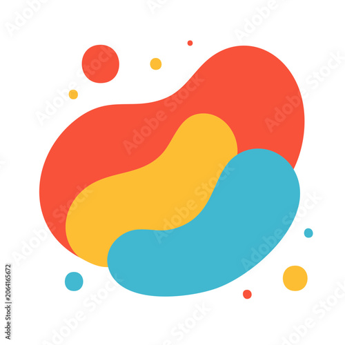Abstract geometric shapes in red yellow blue cyan
