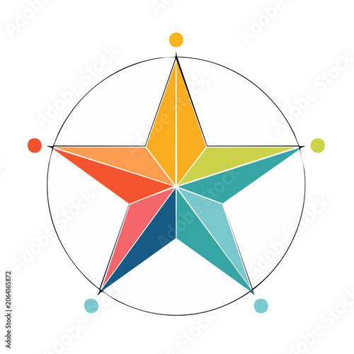 Flat color wheel vector with gradient segments
