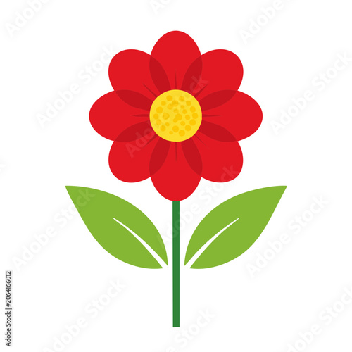 Red and yellow tulip flower flat design