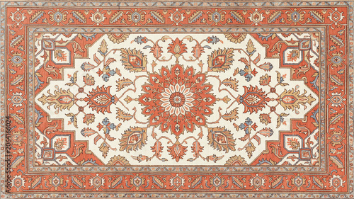 Traditional oriental rug floral medallion pattern texture