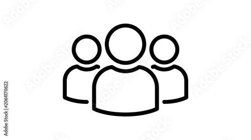 Black outline group of people icon isolated PNG, teamwork and community symbol
