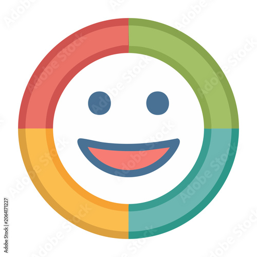 Flat design smiley face vector icon