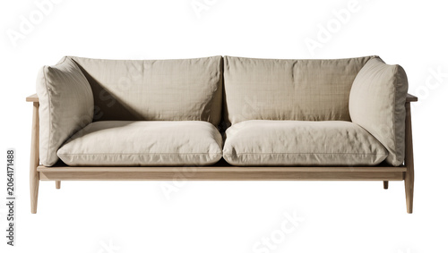 Quadro su tela Modern beige fabric sofa with wooden frame