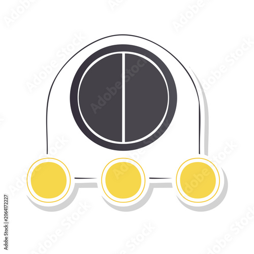 Flat design headphones icon with yellow earbuds