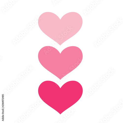 Three Pink Hearts Icon Set