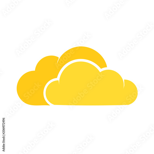 Yellow cloud icon on transparent background