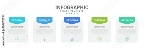 Modern Business Infographic Template with Five Options and Minimal Flat Design