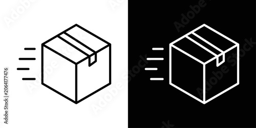 Tableau sur toile Shipping box stroke icon shown in black and white versions