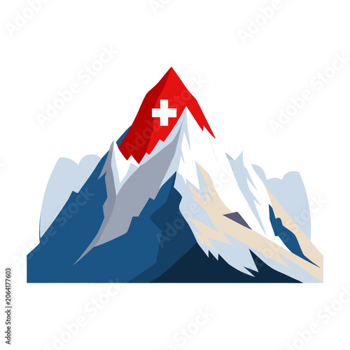 Swiss Mountain Landscape Vector Icon