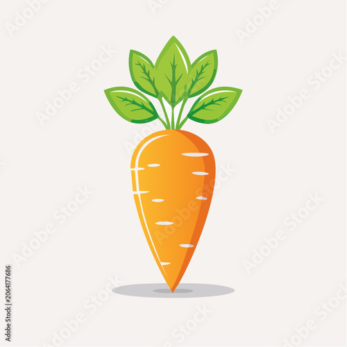 Stylized Carrot Icon with Green Leaves