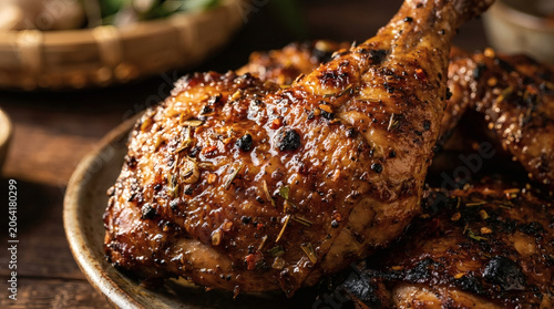 Grilled Chicken Skin Honey Glazed Authentic Vietnamese Ga Nuong Ban Don