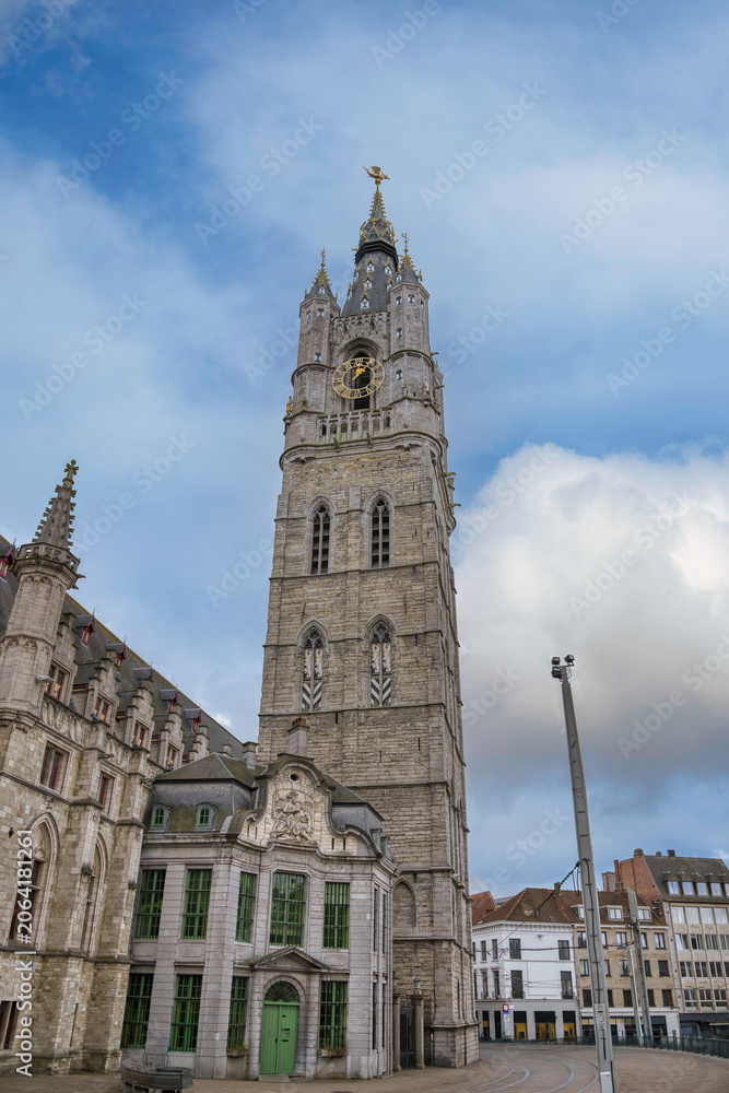 Fototapeta premium The Church of St. Nicholas is one of the oldest and most prominent monuments in the city of Ghent, Belgium.