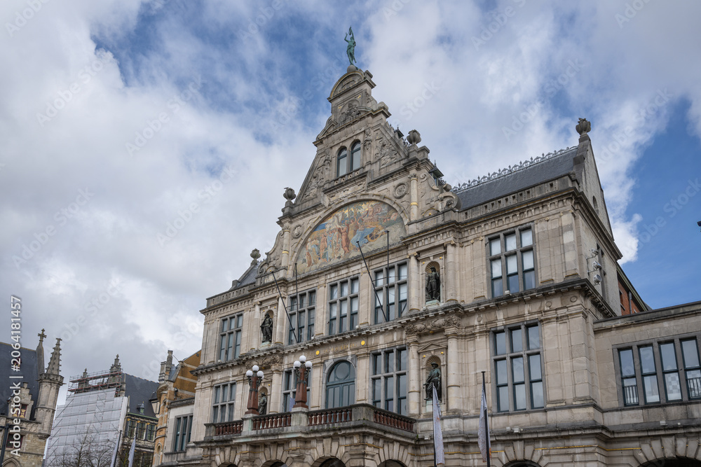 Fototapeta premium The Church of St. Nicholas is one of the oldest and most prominent monuments in the city of Ghent, Belgium.