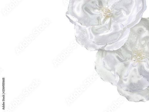 White fabric flowers isolated on transparent background decoration