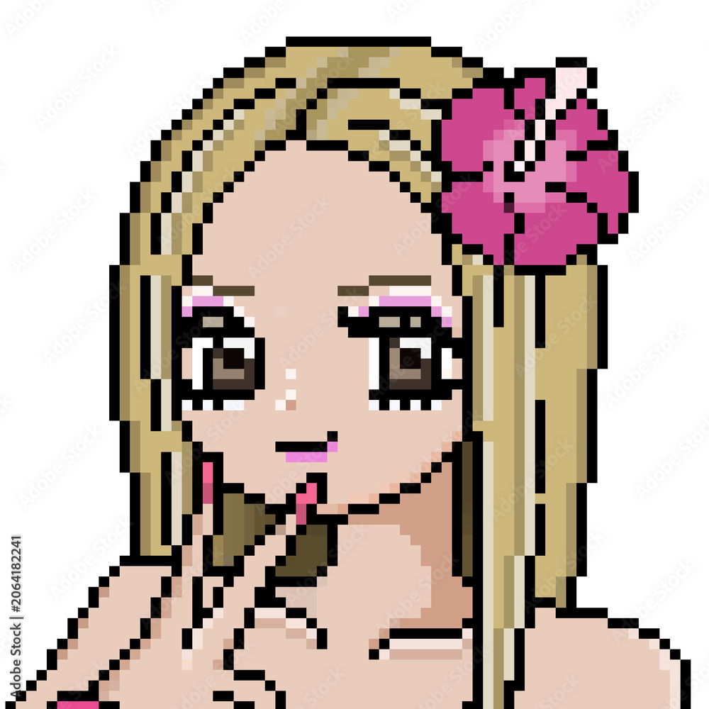 Fototapeta premium ドット絵, イラスト, 平成ギャル