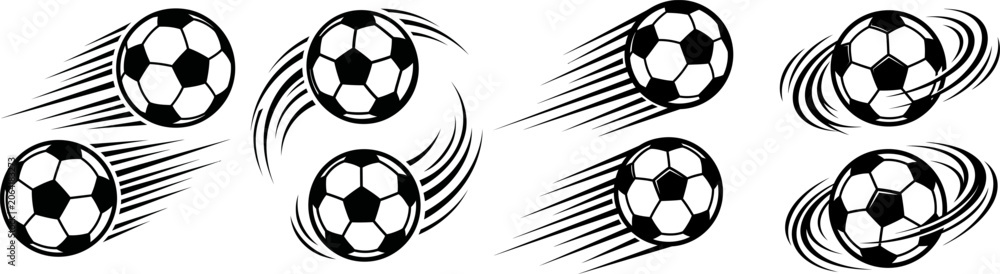 Fototapeta premium Dynamic soccer balls in motion for world football championship