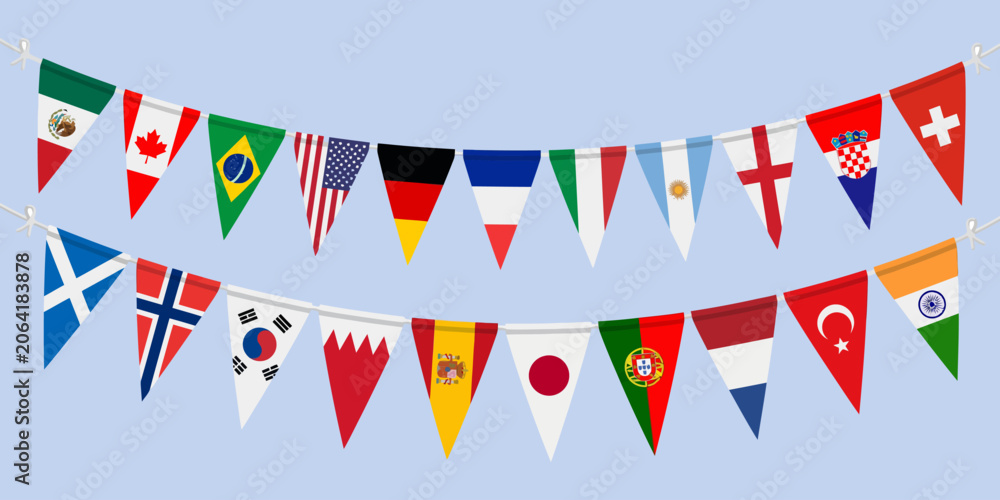 Fototapeta premium World football championship celebration international flags bunting for soccer events
