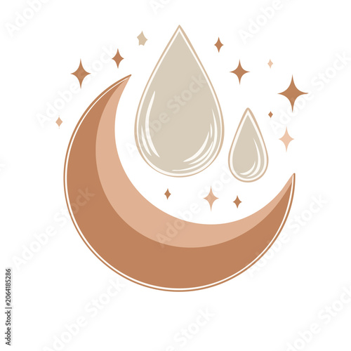 Flat design coffee cup with steam and stars