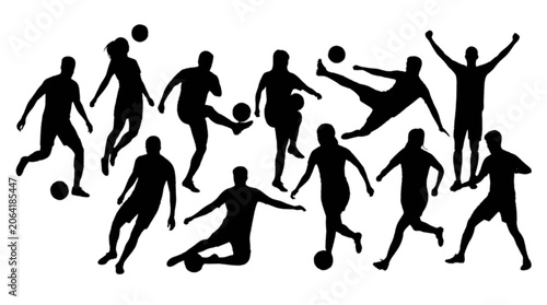 Fotografija Soccer players competing on a field isolated on transparent background, Vector