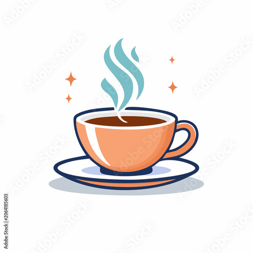 Steaming Cup of Coffee on Saucer