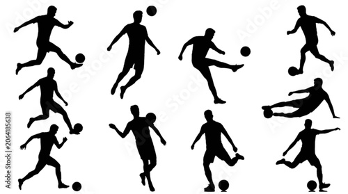 Tableau sur toile Soccer players in dynamic action poses isolated on transparent background, Vecto