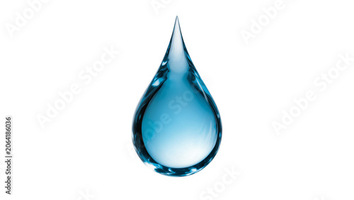 Clear blue water drop with reflections