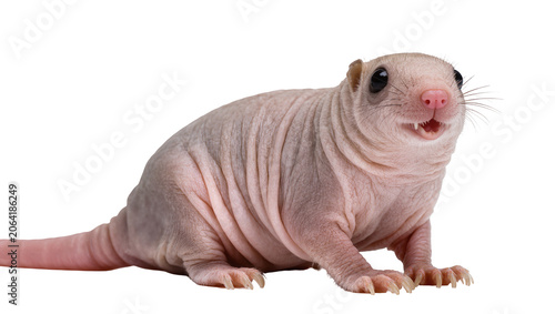 Konstfotografi Naked mole rat with open mouth and visible teeth