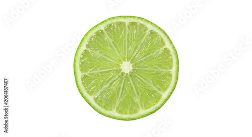 Close-up view of a vibrant green lime slice showing its juicy texture and segments