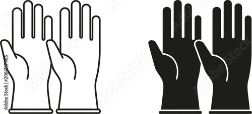 Photos Two pairs of rubber gloves in outline and solid black graphic design against a w