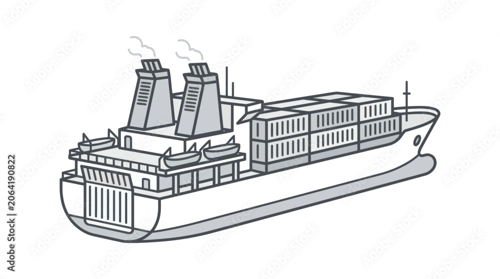 Obraz premium Large cargo ship vessel illustration.