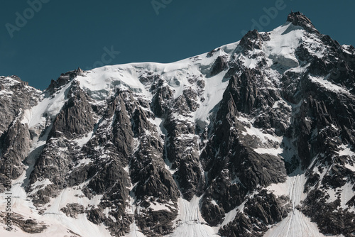 Schilderij op canvas Close View of Glacier Ice on a High Mountain Slope