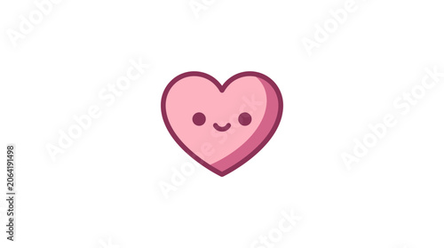 Fotografija Cute Pink Heart with Smiling Face.