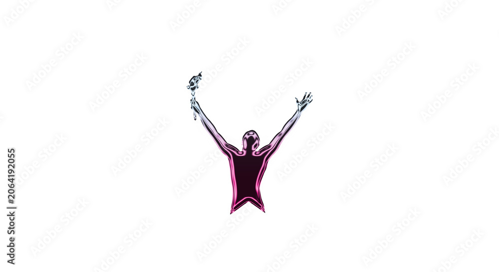 Εκτύπωση καμβά Person with arms raised standing on a plain transparent background feels free an