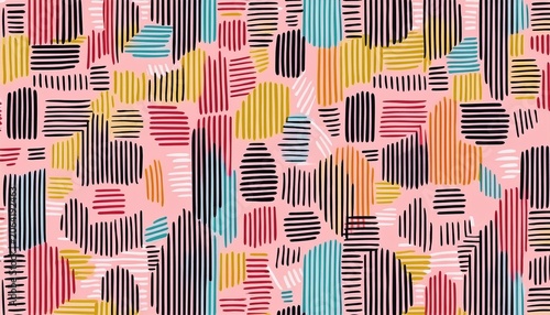 bstract hand drawn seamless pattern with minimalist dashes and marks