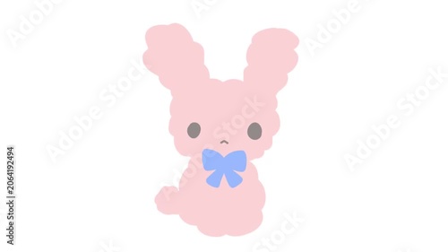 Cute Bunny Boy with Blue Ribbon Ear Twitch Loop Animation