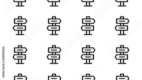 Signpost icons appear in repeating pattern on white background, representing choices and direction.