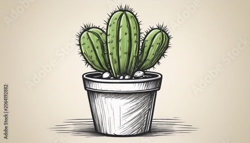 cactus plant flowerpot sket sign symbol