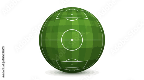 3D textured soccer game field as sphere - center, midfield